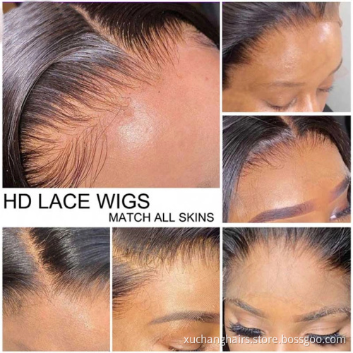 HD lace frontal wig for black women,wholesale bone straight peruvian double drawn bob wigs, glueless short bob human hair wigs